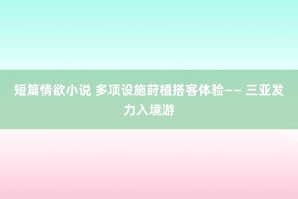 短篇情欲小说 多项设施莳植搭客体验—— 三亚发力入境游