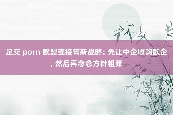 足交 porn 欧盟或接管新战略: 先让中企收购欧企， 然后再念念方针粗莽