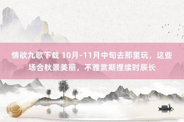 情欲九歌下载 10月-11月中旬去那里玩，这些场合秋景美丽，不雅赏期捏续时辰长