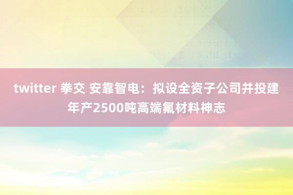 twitter 拳交 安靠智电：拟设全资子公司并投建年产2500吨高端氟材料神志