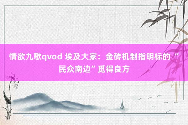 情欲九歌qvod 埃及大家：金砖机制指明标的 “民众南边”觅得良方