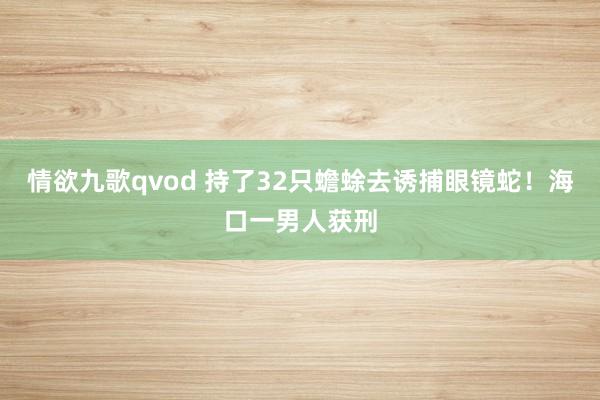 情欲九歌qvod 持了32只蟾蜍去诱捕眼镜蛇！海口一男人获刑