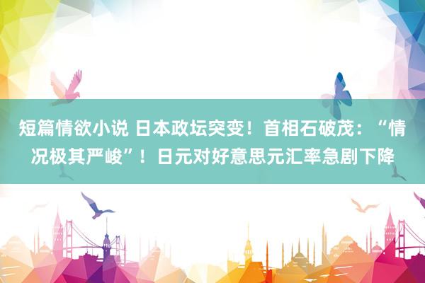 短篇情欲小说 日本政坛突变！首相石破茂：“情况极其严峻”！日元对好意思元汇率急剧下降