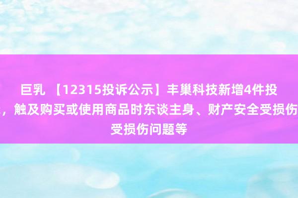 巨乳 【12315投诉公示】丰巢科技新增4件投诉公示，触及购买或使用商品时东谈主身、财产安全受损伤问题等