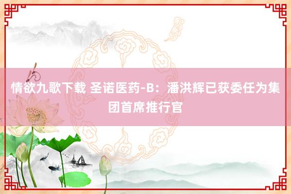 情欲九歌下载 圣诺医药-B：潘洪辉已获委任为集团首席推行官