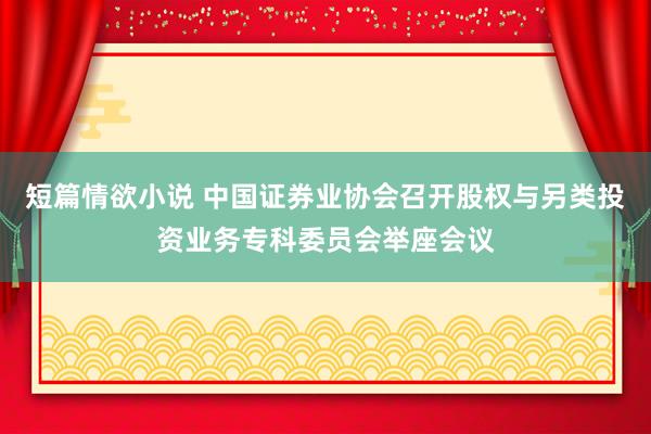 短篇情欲小说 中国证券业协会召开股权与另类投资业务专科委员会举座会议