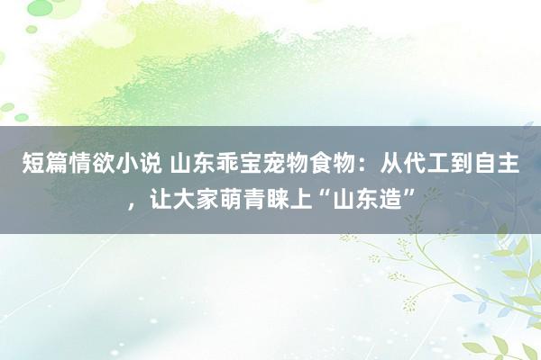 短篇情欲小说 山东乖宝宠物食物：从代工到自主，让大家萌青睐上“山东造”