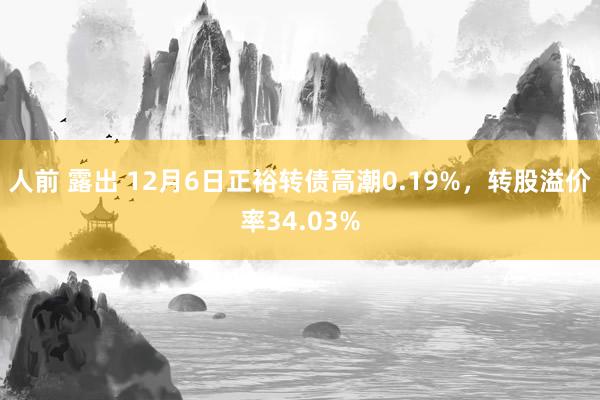 人前 露出 12月6日正裕转债高潮0.19%，转股溢价率34.03%