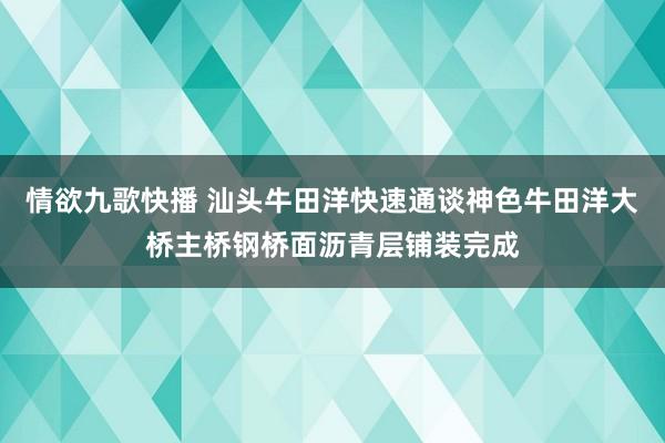 情欲九歌快播 汕头牛田洋快速通谈神色牛田洋大桥主桥钢桥面沥青层铺装完成