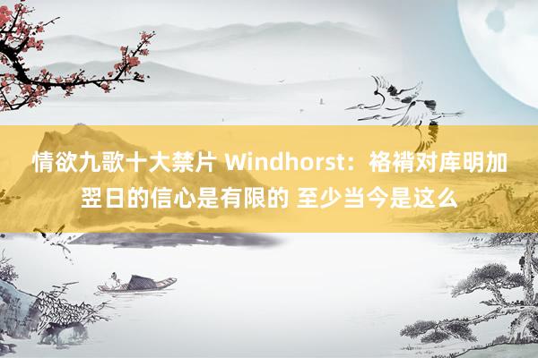 情欲九歌十大禁片 Windhorst：袼褙对库明加翌日的信心是有限的 至少当今是这么