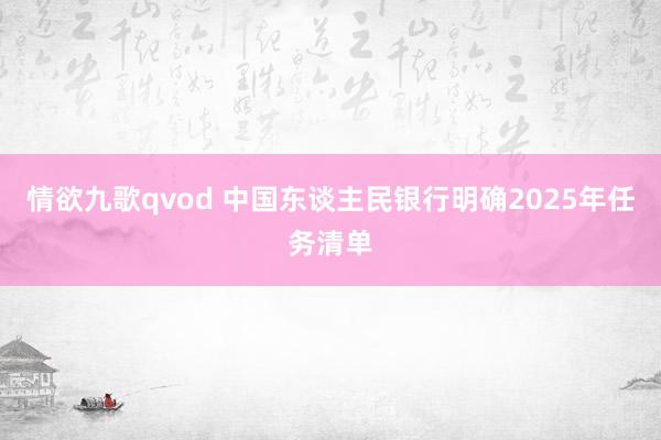 情欲九歌qvod 中国东谈主民银行明确2025年任务清单