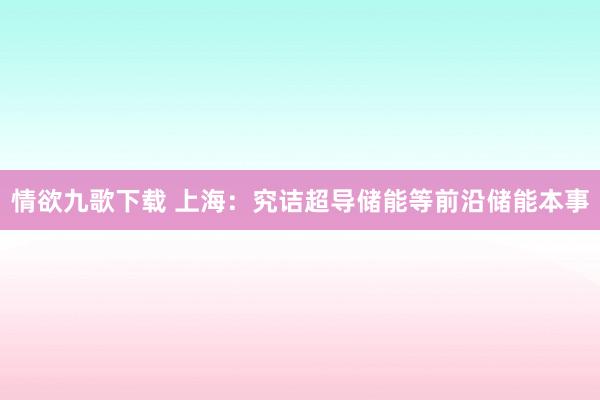 情欲九歌下载 上海：究诘超导储能等前沿储能本事