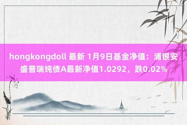 hongkongdoll 最新 1月9日基金净值：浦银安盛普瑞纯债A最新净值1.0292，跌0.02%