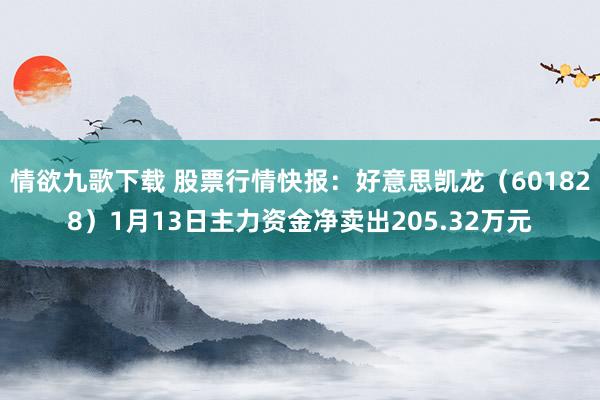 情欲九歌下载 股票行情快报：好意思凯龙（601828）1月13日主力资金净卖出205.32万元