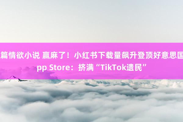 短篇情欲小说 赢麻了！小红书下载量飙升登顶好意思国App Store：挤满“TikTok遗民”